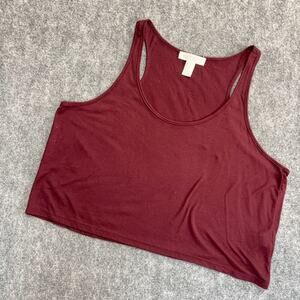 Forever 21 Burgundy Cropped Tank Top Women's M Sleeveless Soft Stretch Casual